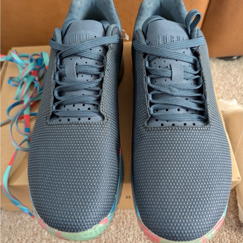 NOBULL Gray Athletic Sneakers with Striped soles